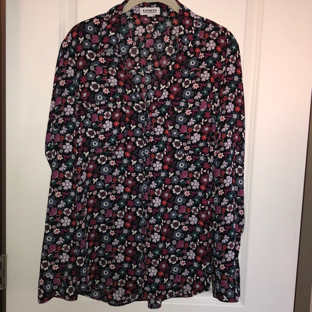 Express Portofino floral dress shirt size L